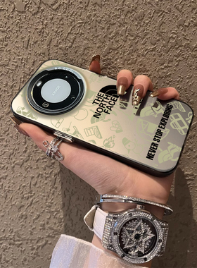 适用于华为mate70pro手机壳高级感满屏绿色北面系列简约彩银40e套全包防摔30Mate50pro外新款60