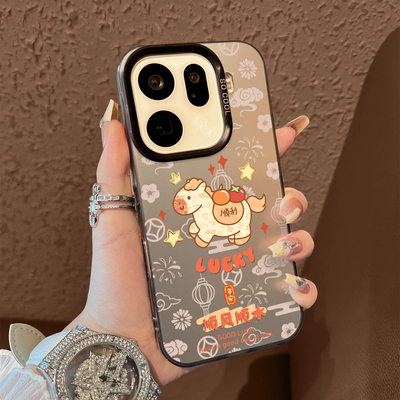 适用于OPPOFindx9pro手机壳马年顺风顺水平安支架彩银新品x7ultra至尊版男女全包x6/x5防摔保护套简约findx8