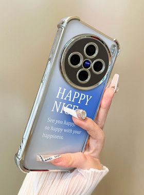 适用于vivox200promini手机壳蓝色圆点英文四角防摔支架x100ultra新品x80男女款x90全包70简约60保护套x