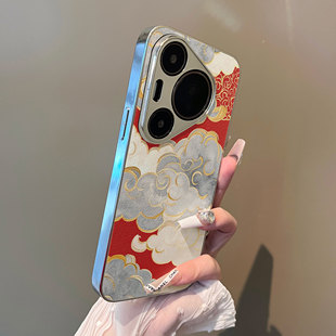 适用于华为pura70proUltra手机壳红金祥云小羊皮p40高级感p50e外全包防摔P60新款男女P70pro十套软