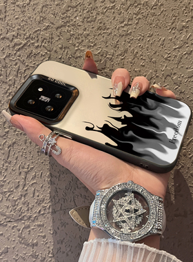 适用于小米14ultra手机壳黑色火焰简约彩银10s高级感12spro外防摔11pro新品男女生款13至尊版12x保护套mi14