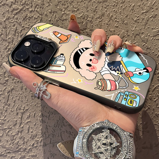 适用于苹果16promax手机壳话筒奶茶狗16e支架高级感15苹果13彩银12套新品xr防摔xs男女款保护套iPhone14