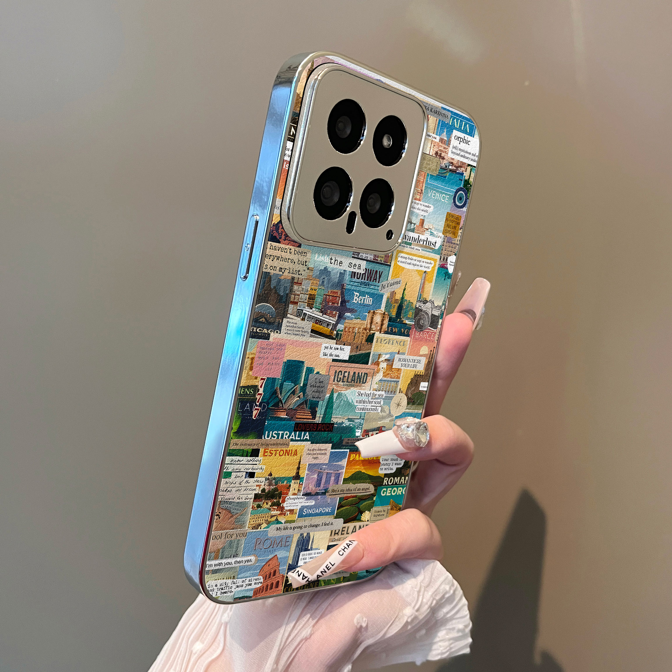 适用于红米k80pro手机壳城市风景小羊皮k50/60至尊全包防摔12turbo外新款note13/14proplus套70ultra