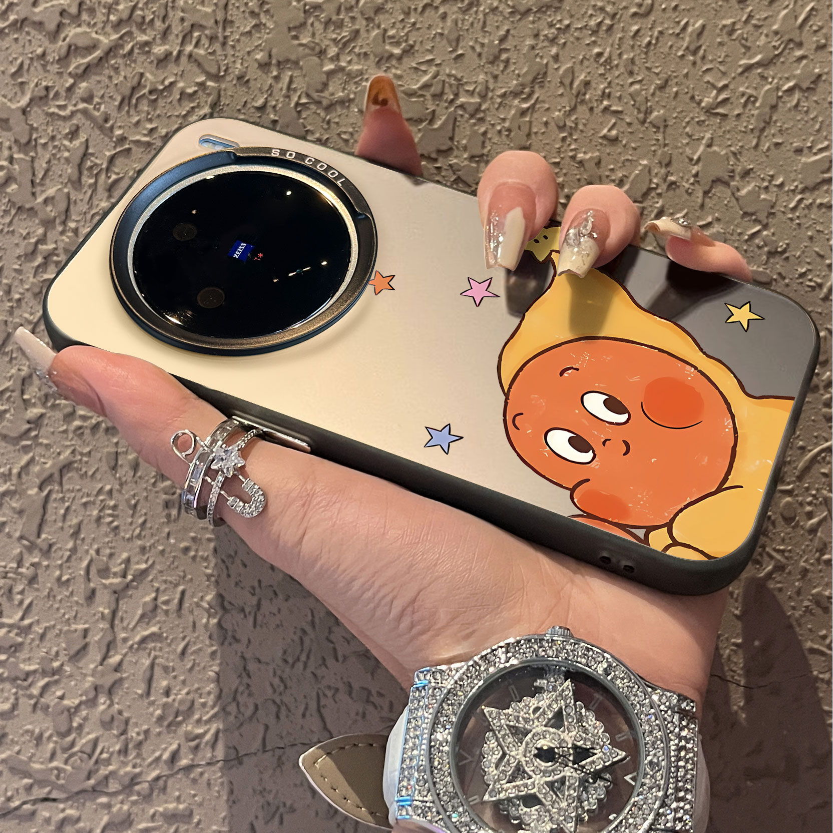 适用于vivox300pro手机壳支架贴贴黄橙星星人x100ultra新品80男女款90s彩银60全包70防摔套x200promini