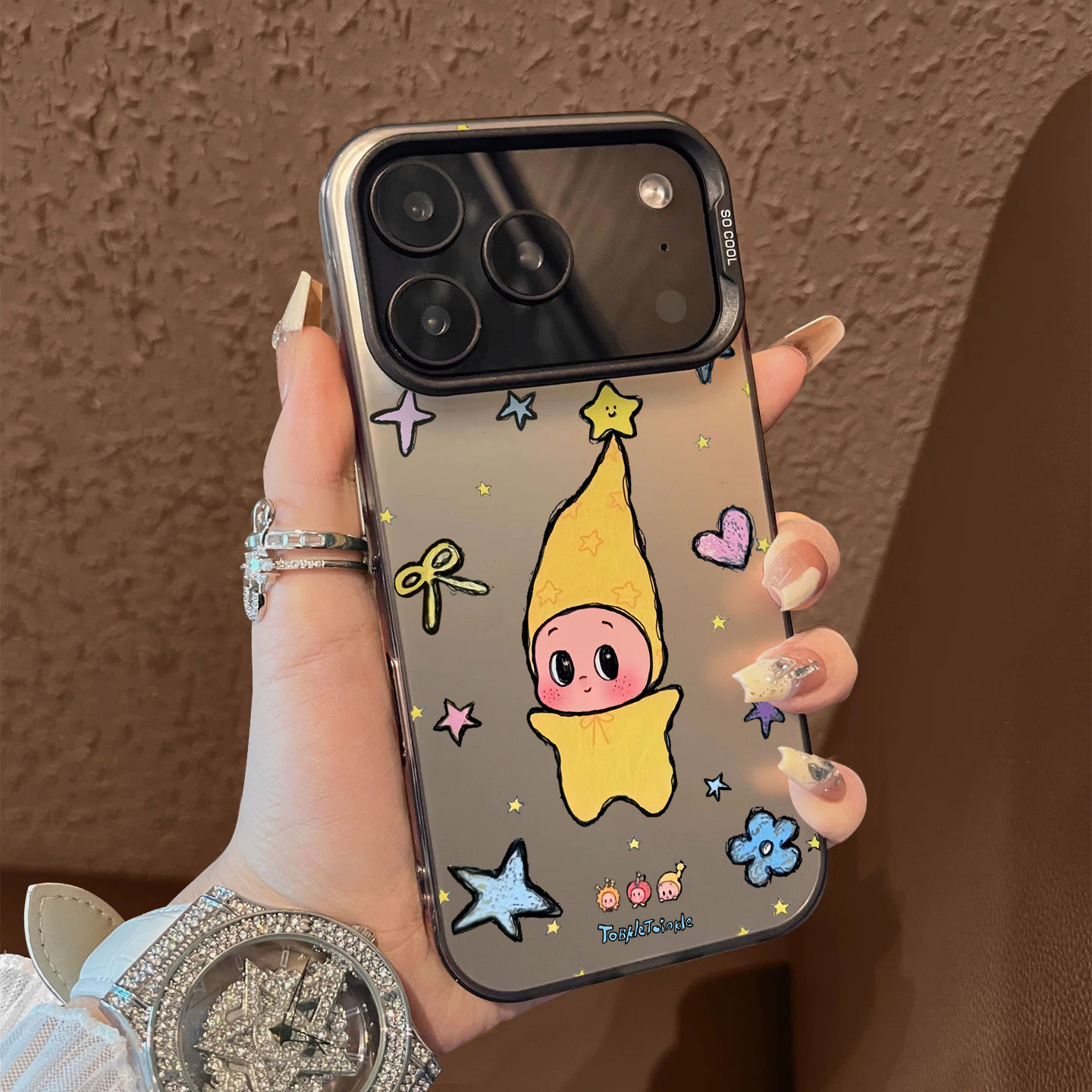 适用于苹果17promax手机壳花爱心星星人16e支架高级感15/13彩银12套新品xr防摔xs男女款17air保护套iPhone14