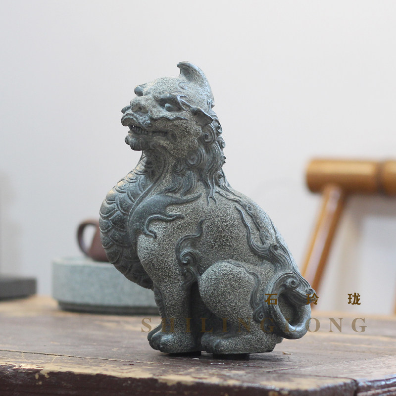 青石貔貅摆件招财石雕工艺品装饰