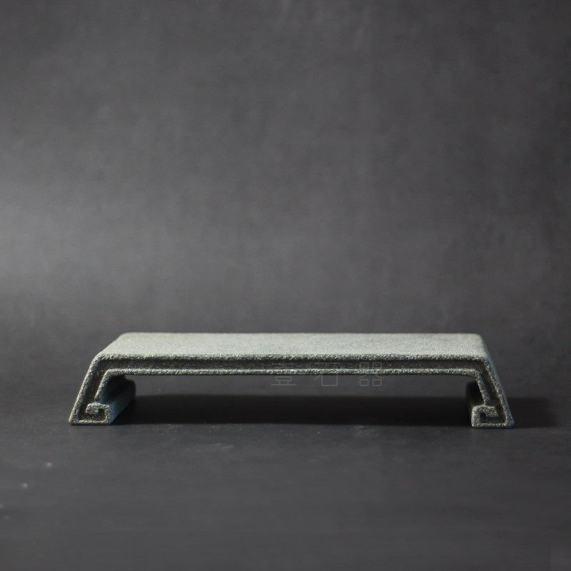 将军案长青石底座案台石头干泡台茶托壶承放茶宠石几架回纹小石托