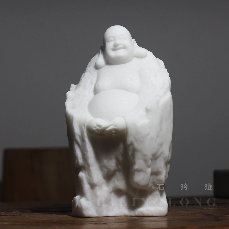 汉白玉弥勒佛摆件客厅办公室装饰