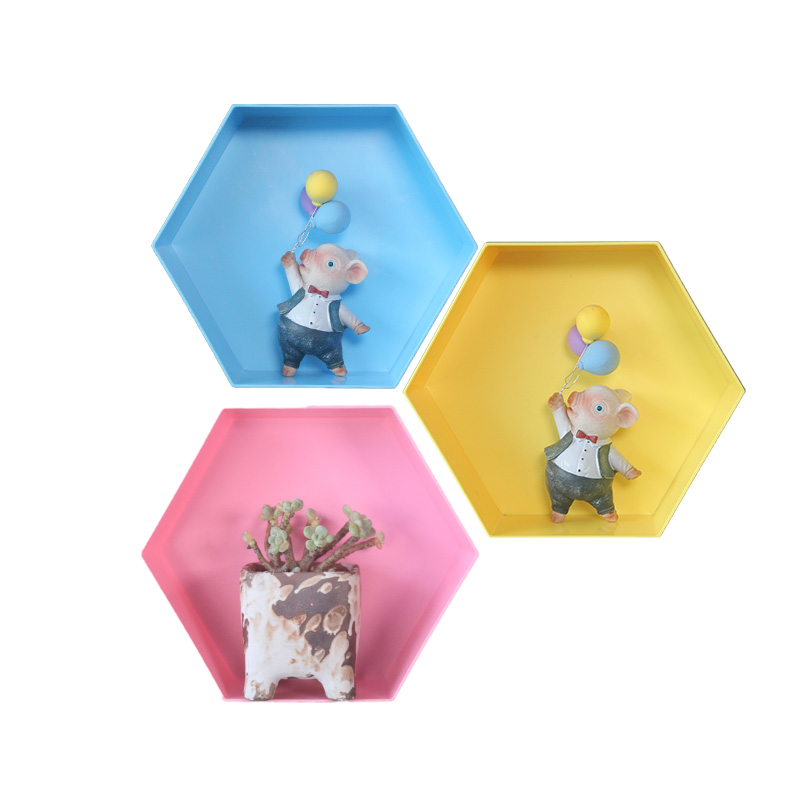ins马卡龙色六边形吸装饰盒磁性