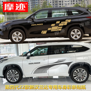适用22-26款丰田汉兰达车贴拉花皇冠陆放改装饰汽车车身贴纸彩条