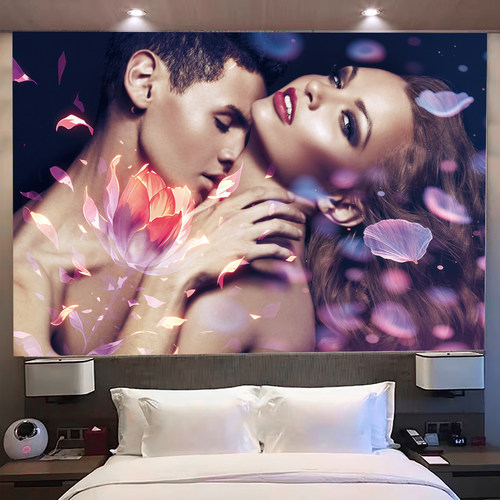 性感情侣美女自粘墙贴纸海报