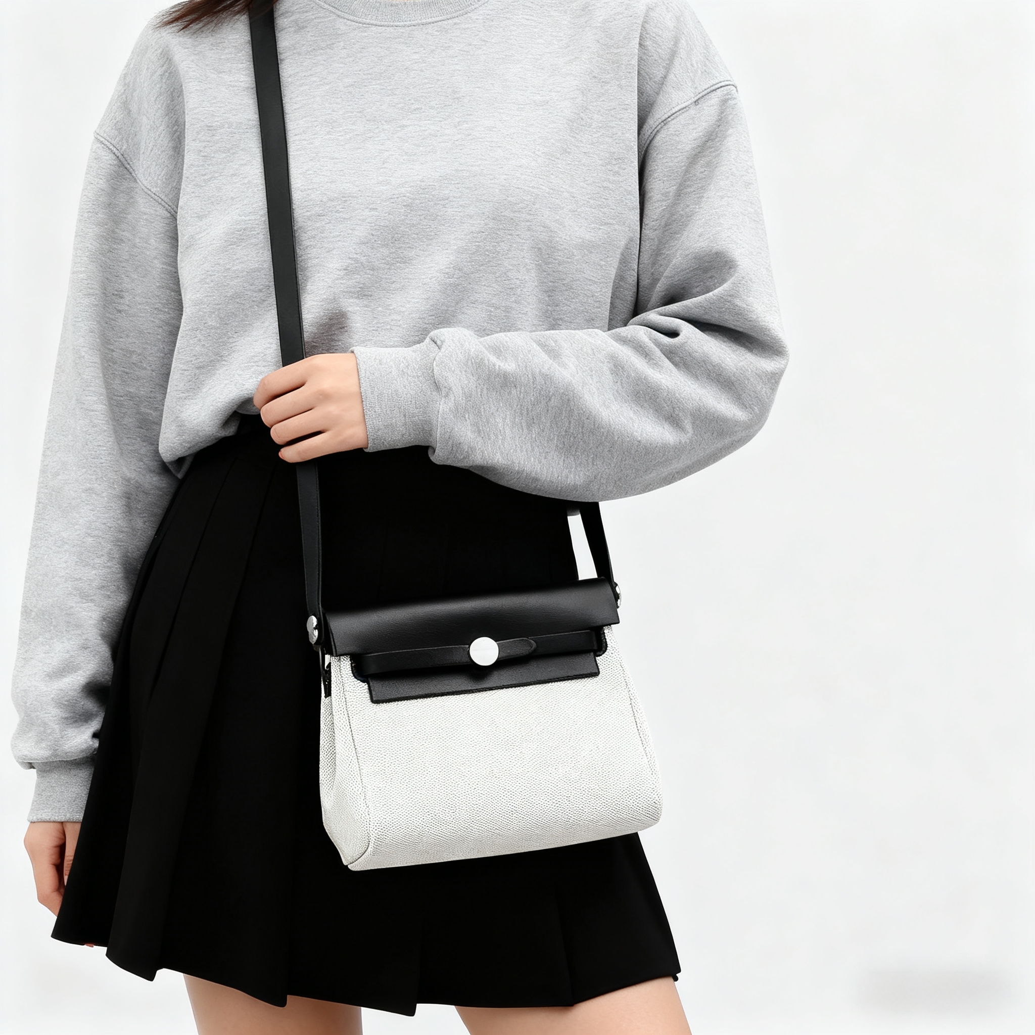 秋季新款拼帆布凯丽包迷你herbag手机包单肩包百搭斜跨小包女