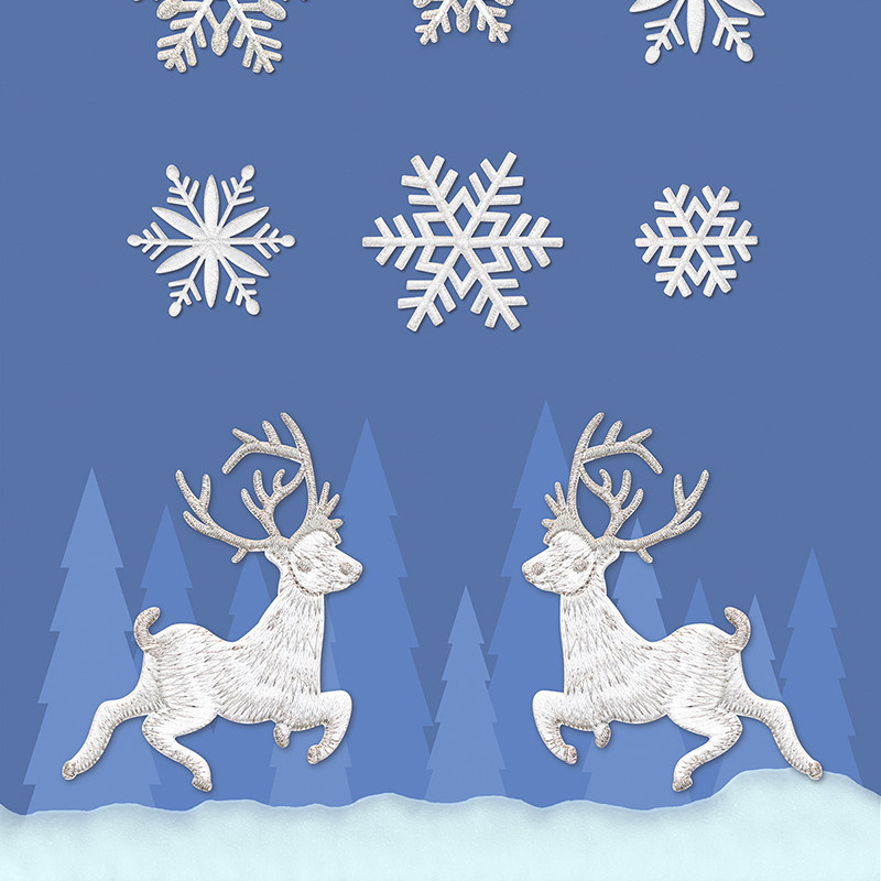 冬恋 雪花麋鹿衣服补丁贴手账本贴纸围巾手机壳装饰diy刺绣布贴