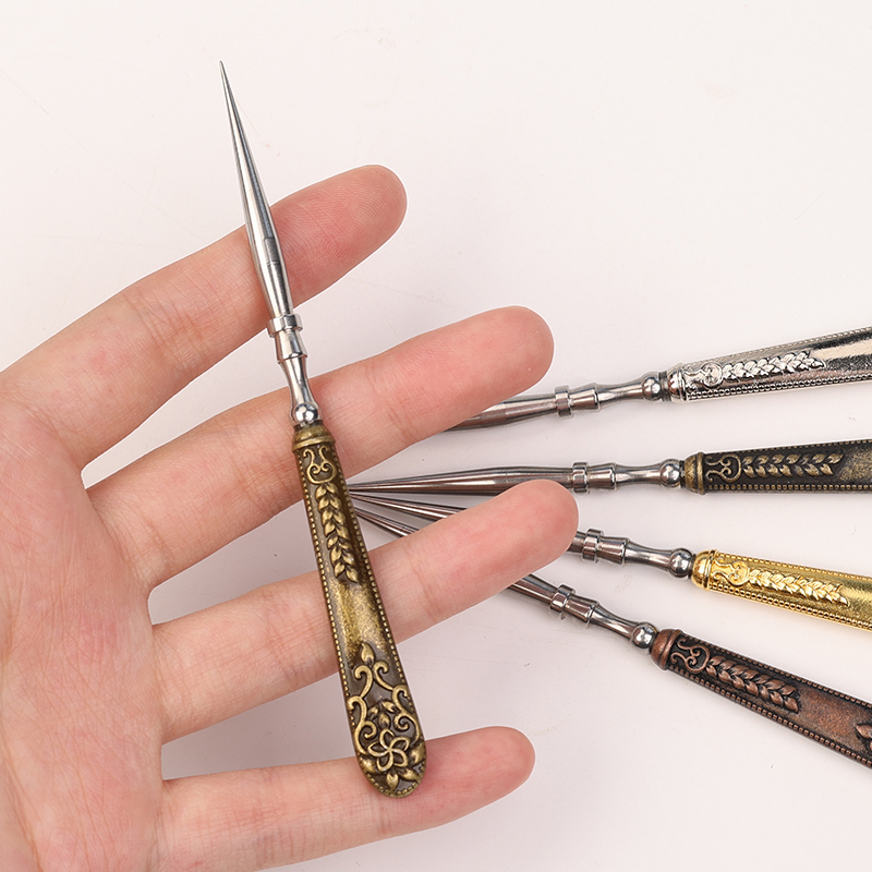 便携小巧复古雕花锥子上鞋修补斜扩孔纳鞋底工具手工diy老式针锥
