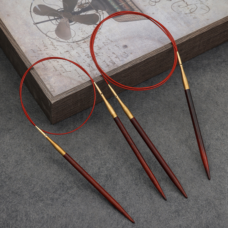 手工diy环形针高端小叶紫檀带针绳可拆卸编织毛线围巾环针循环针