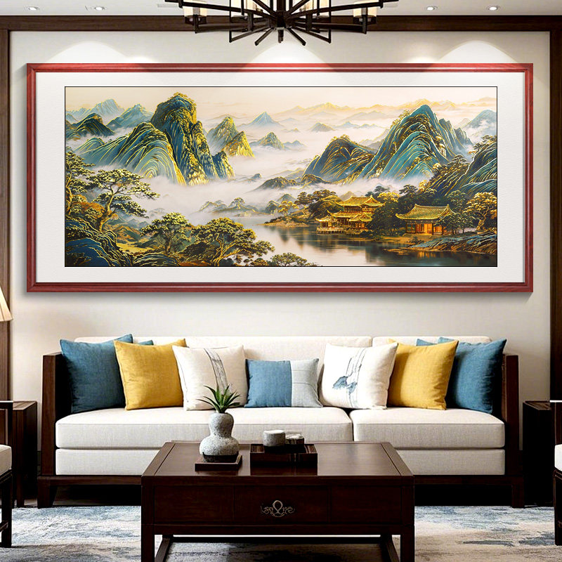 背有靠山立体浮雕山水画挂画客厅沙发背景墙装饰画聚财饭厅风景画