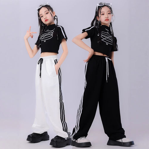 儿童宽松街舞演出服休闲运动嘻哈风休闲舞蹈服少儿爵士舞蹈表演服