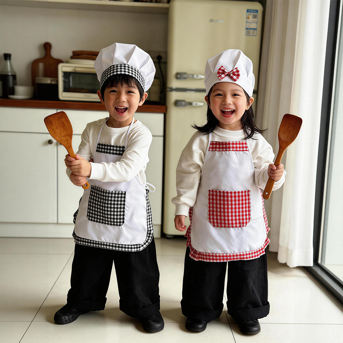 儿童小厨师围裙套装男女童过家家角色扮演服幼儿园烘焙表演服装