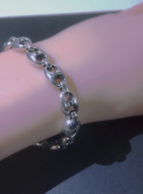 向卉意大利中古库存回流925银猪鼻子手链