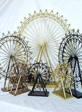 耀莎金属工艺礼品摆饰摩天轮带灯创意家居客厅书房办公室装饰摆饰