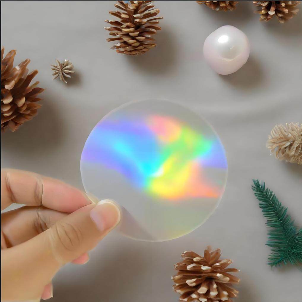 马口铁吧唧素面碎玻璃镭射保护膜炫彩覆膜徽章谷子圆膜耗材冷裱膜