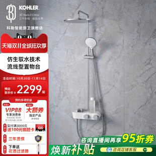 科勒恒温淋浴花洒套装 家用卫生间增压浴室花洒喷头白月光36439T