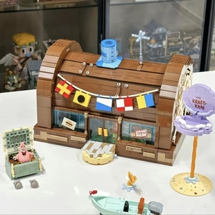 海绵宝宝蟹老板的家蟹堡王餐厅大型拼图玩具益智拼装乐积高木礼物