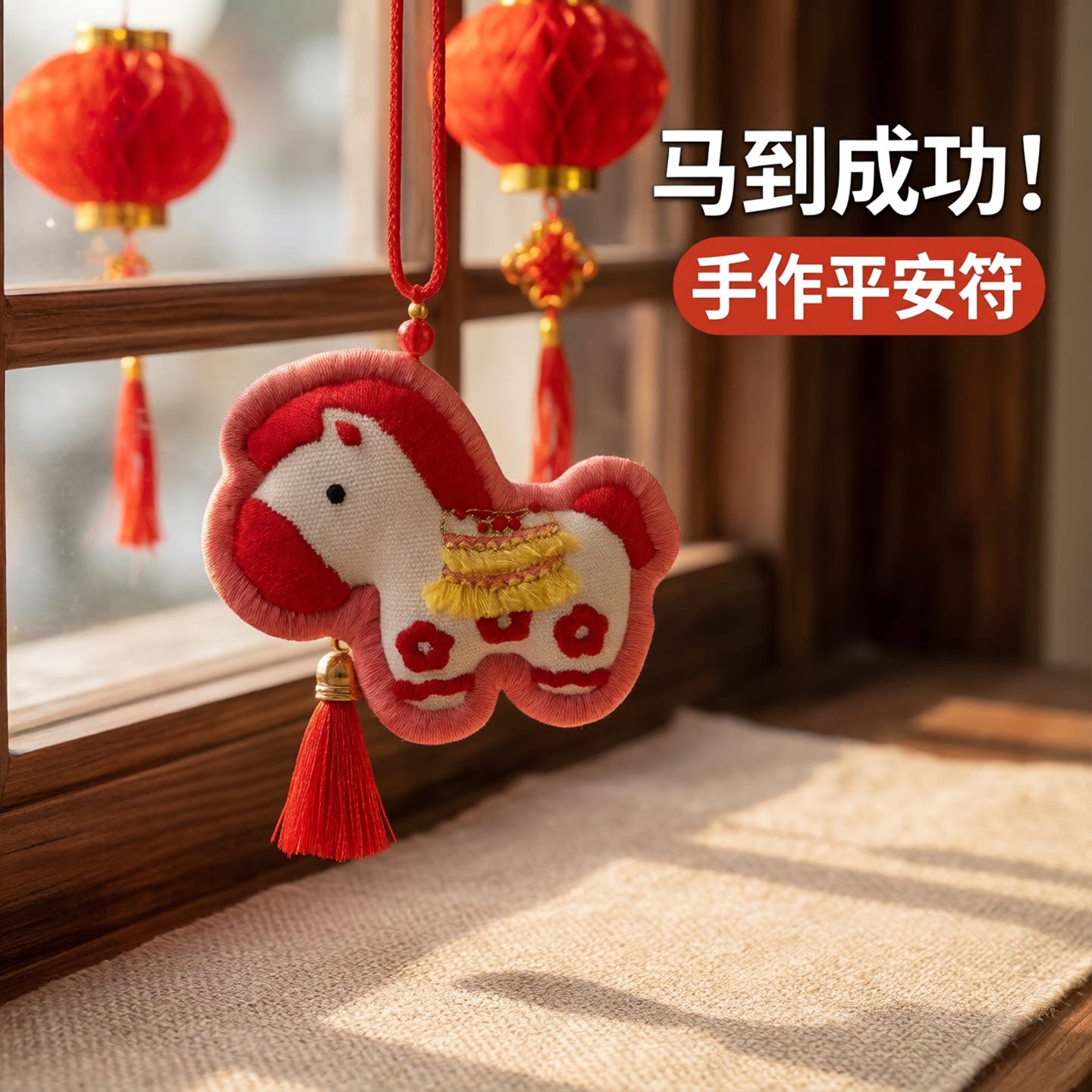 马年吉祥物车载挂件平安符刺绣diy自绣材料包香囊手作礼物简单创图片