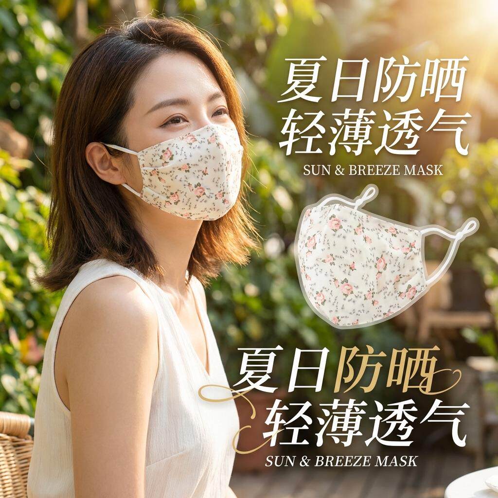 女士薄款透气口罩雪纺双层户外防晒开车高颜值春夏季防晒妨紫外线