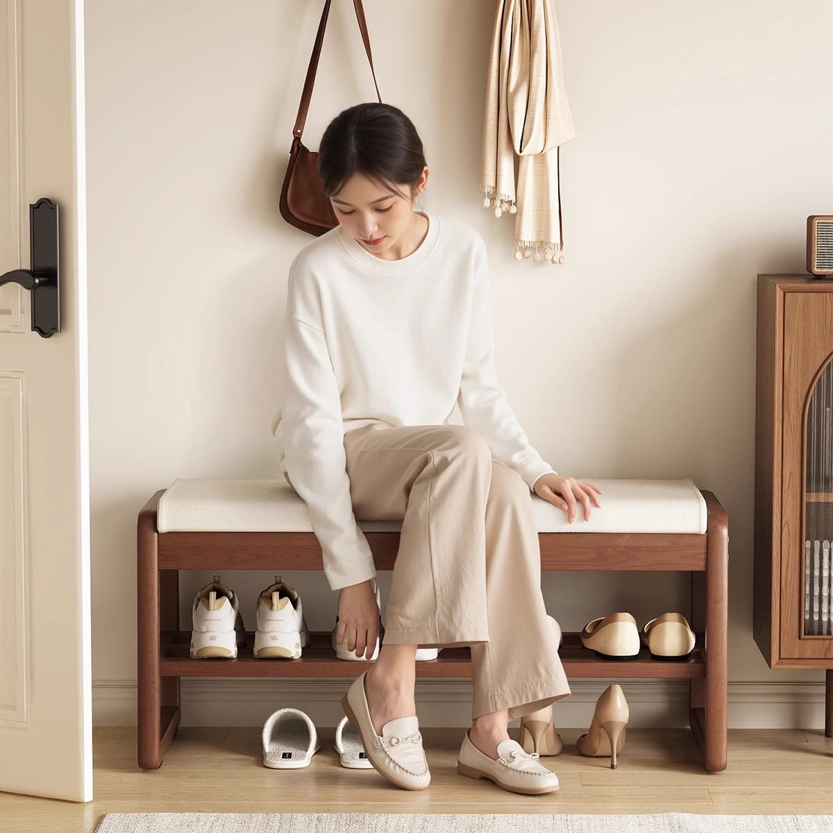 实木换鞋凳家用门口鞋架小户型进门收纳坐凳鞋柜一体入户穿鞋凳子,住宅家具,换鞋凳,淘宝优惠券,粉丝福利购,淘宝优惠卷