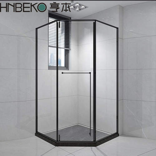 钻石型淋浴房一体式整体浴室网红黑色不锈钢干湿分离推拉门定制