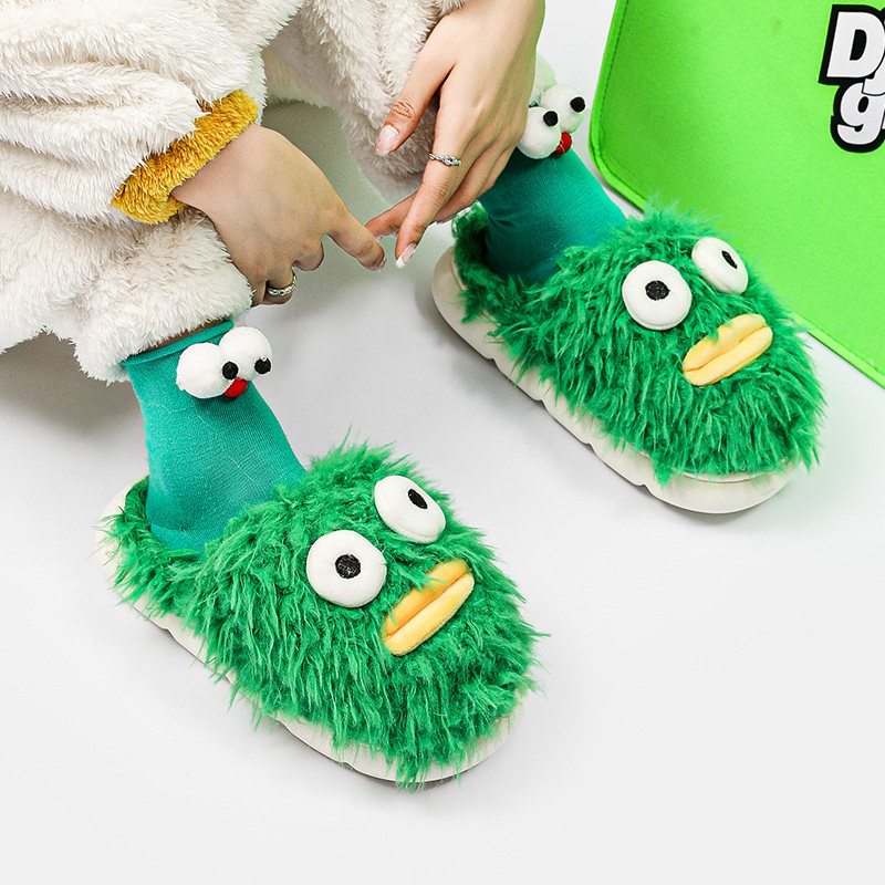 冬季搞怪棉拖女居家室内情侣防滑毛绒少女心踩屎感可爱外穿拖鞋男