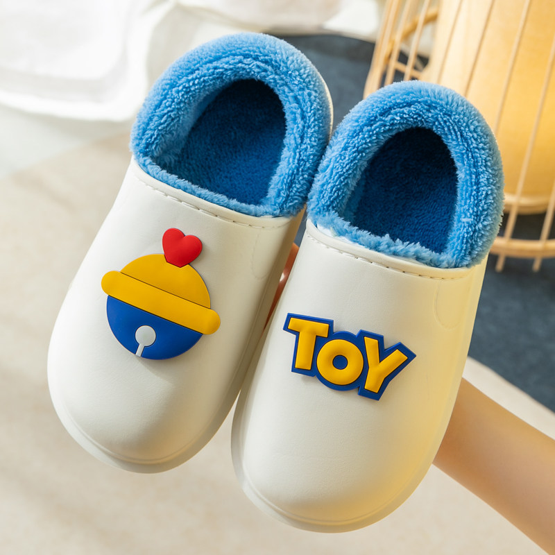 防水棉拖鞋女款冬季全包跟室内保暖厚底踩屎感居家用情侣棉鞋男士