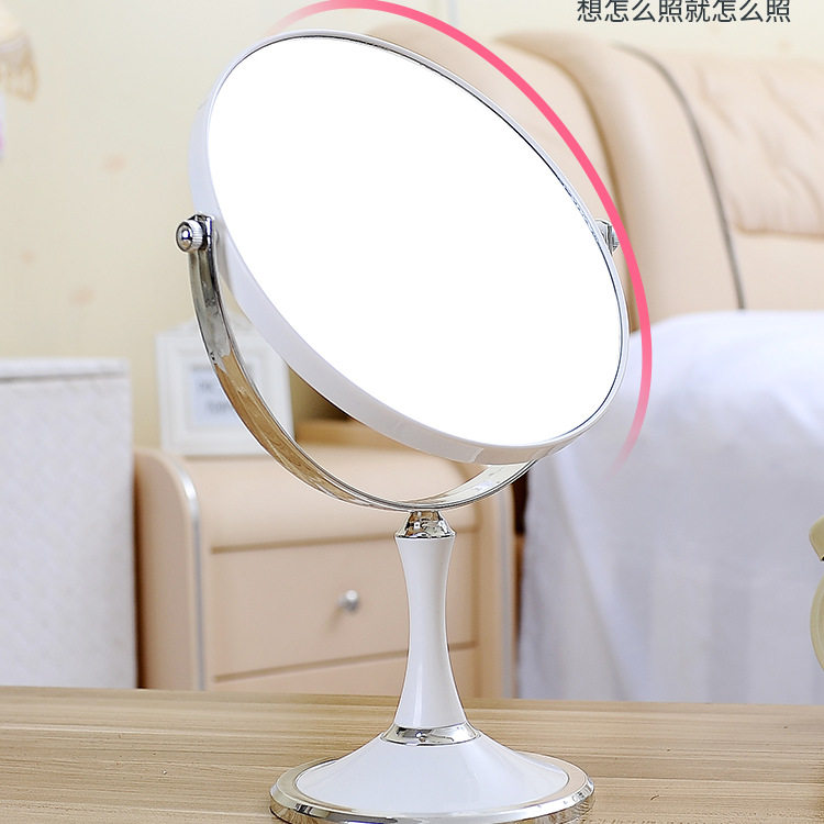 大号圆镜台式化妆镜欧式镜子双面梳妆镜便携公主镜6寸8寸带放大面