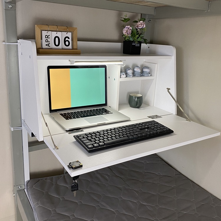 蓝鲸家具宿舍床上电脑桌上下铺悬空桌床头桌学习桌可装床帘内上铺