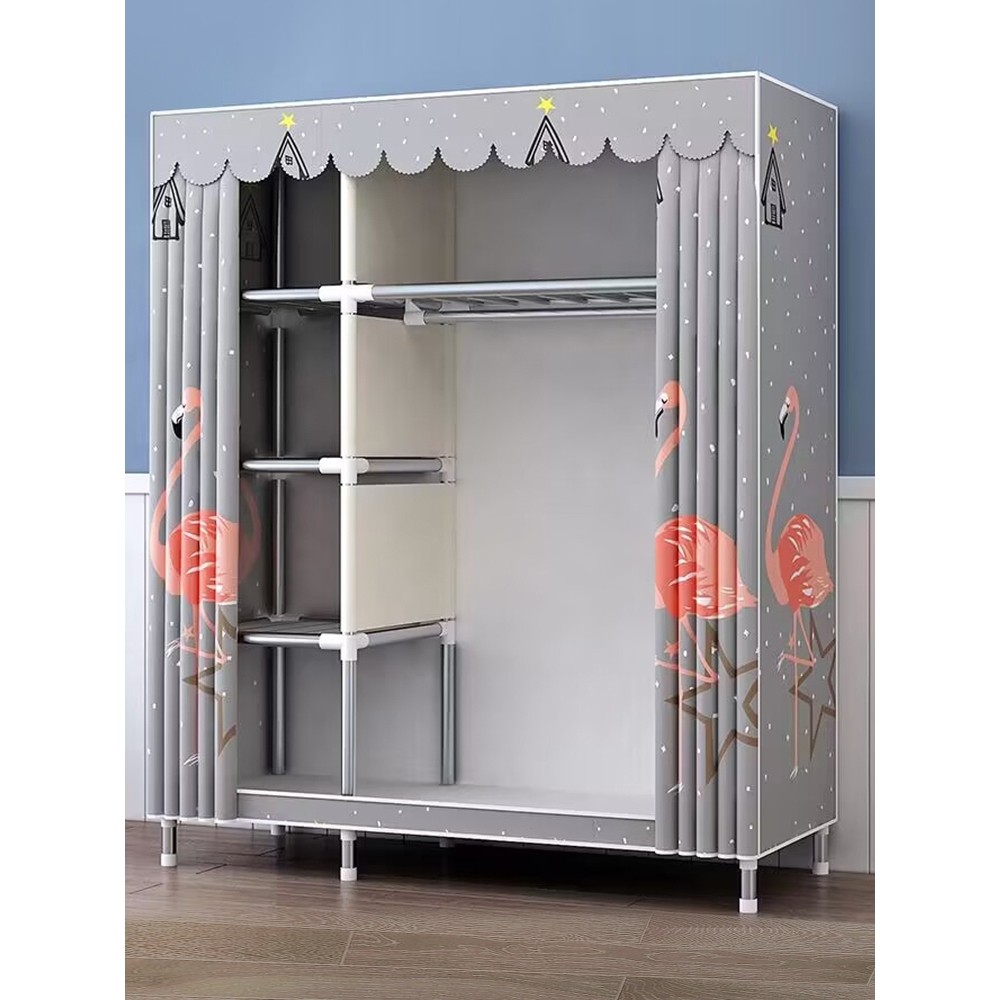 简易衣柜家用卧室钢架加粗厚收纳布衣柜出租房屋组装布艺挂衣橱子