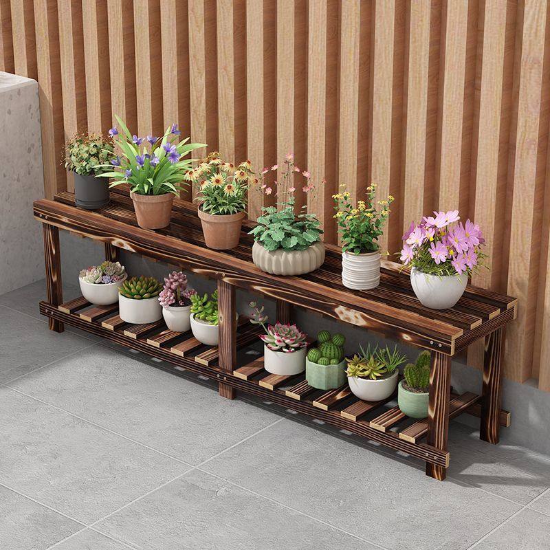 双层花架阳台简约防腐碳化多肉长方形客厅木质小型鱼缸架室内户外
