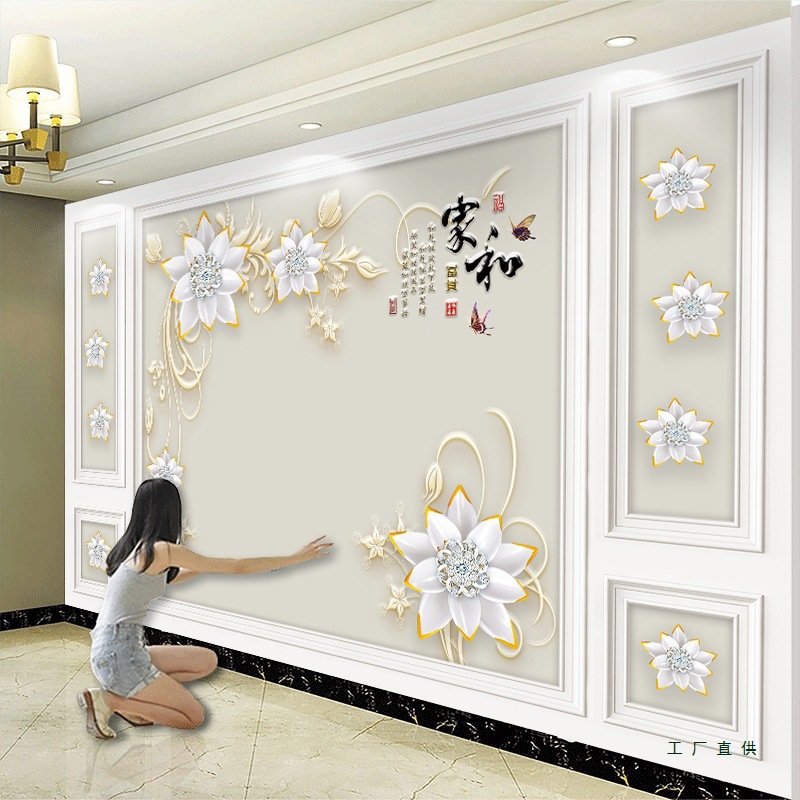 3d客厅影视墙新中式电视背景墙壁纸壁画2025新款电视墙自粘8d壁布