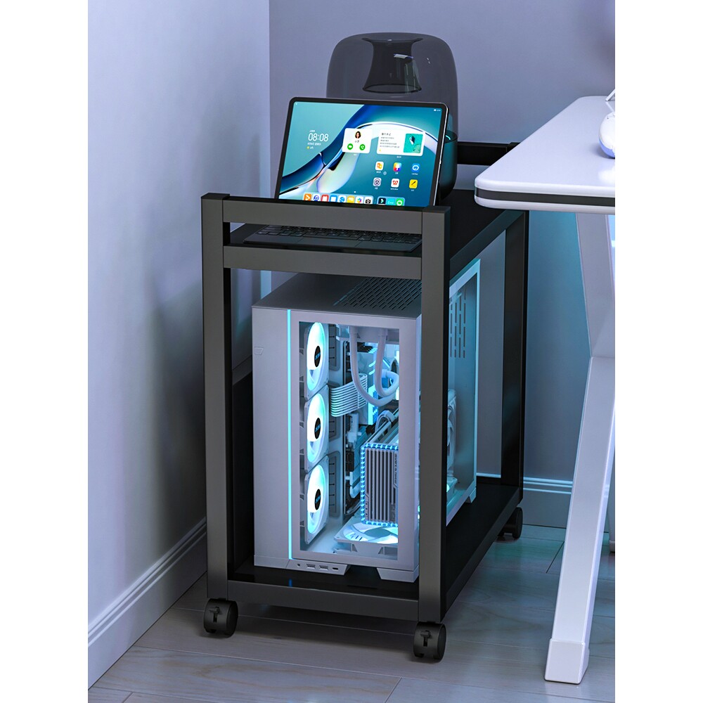 台式机箱托架主机移动底座电竞房多层收纳整理置物架落地式小推车