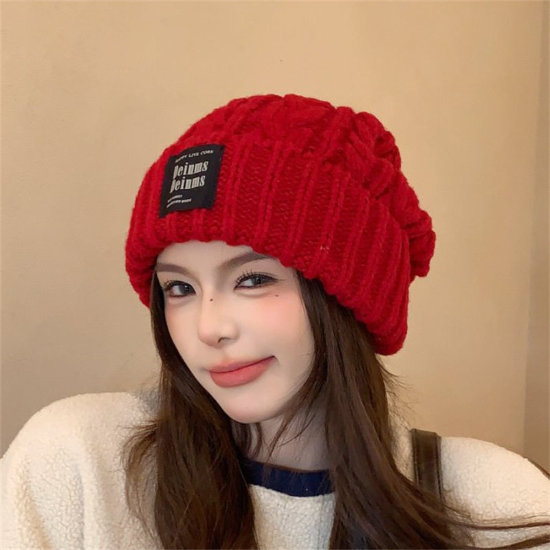 大头围复古麻花-秋冬韩版ins百搭女保暖显脸小护耳帽大头围针织帽