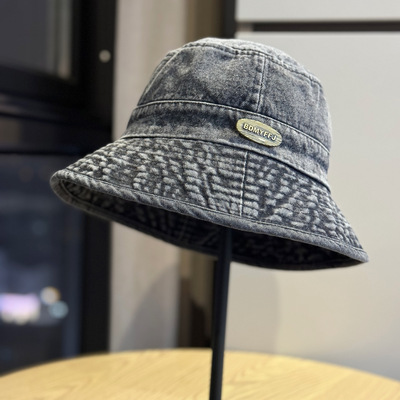 高质量水洗牛仔渔夫帽女春夏季日系百搭显脸小水桶帽大头围遮阳潮