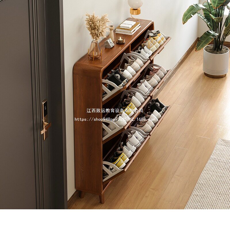款鞋柜门口家用实木窄翻斗入户玄关柜室内外楼道多层电梯鞋架板材