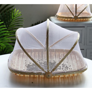 竹编制品家用防虫晒东西竹篮农家馒头筐水果长方形簸箕晾晒带网罩