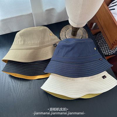大小码新款短帽檐盆帽男女夏季防晒水桶帽纯色休闲百搭遮阳渔夫帽