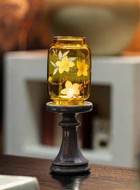 墨己瑞璃紫色高颜值温柔烛台茶道配件茶席氛围感摆件香薰蜡烛台