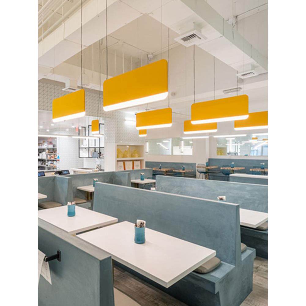 北欧布艺长吊灯办公室会议室工程吸音毛毡装饰灯奶油风一字长条灯