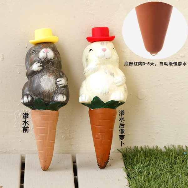 红陶蘑菇阳台庭院花盆配件卡通装饰造景插件创意懒人自动浇水神器
