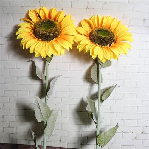 供植绒杆长枝落地仿真花田园风格仿真大向日葵