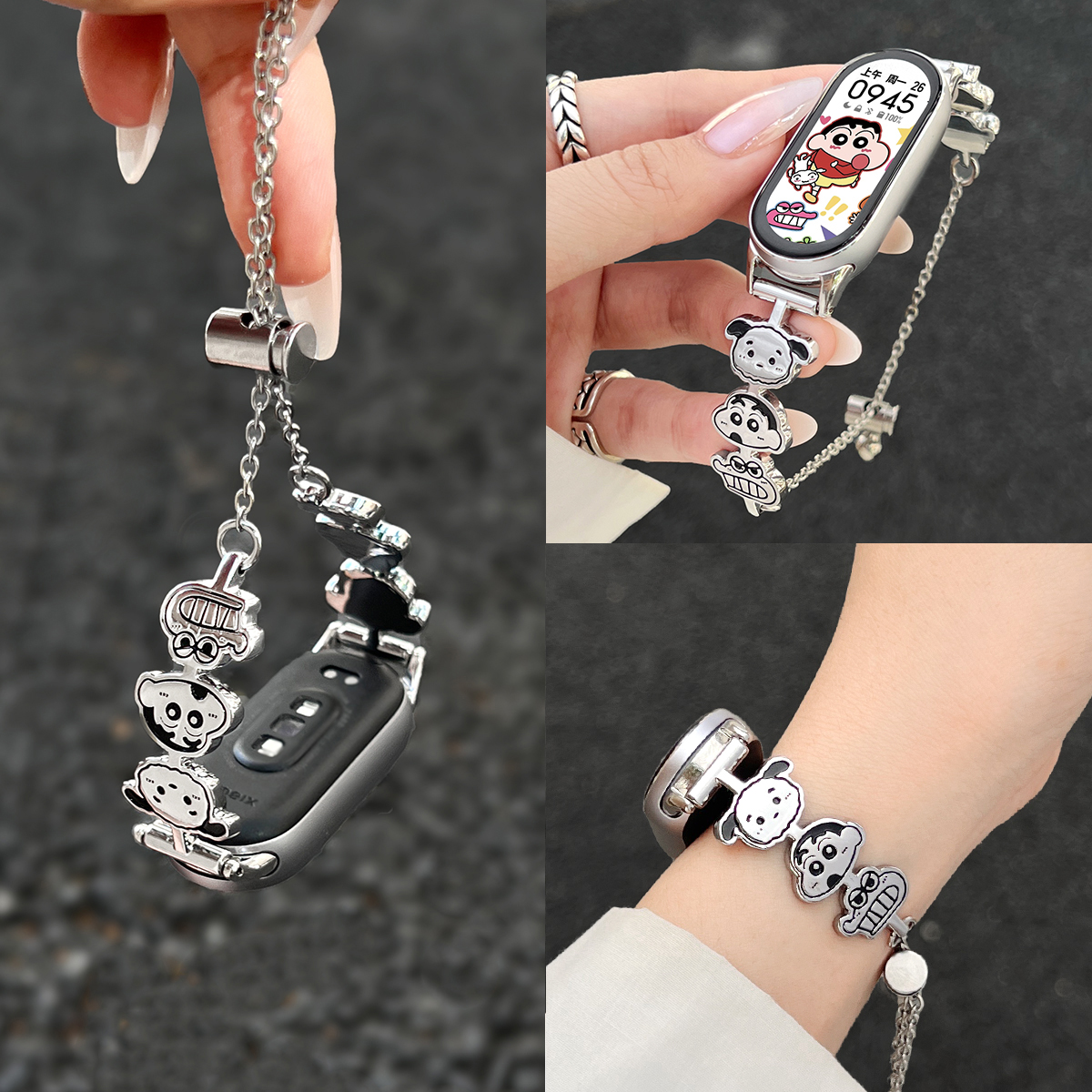 适用小米手环10/9手表带链8新款金属手腕带7女生手表链条6夏天高级感手链5创意智能运动4九十代陶瓷款新品3