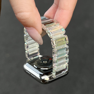 适用iwatchs11手表带树脂applewatchs10苹果新品质感s9女款高级感小众表链se硅胶腕带s8女士韩系s7女生高颜值
